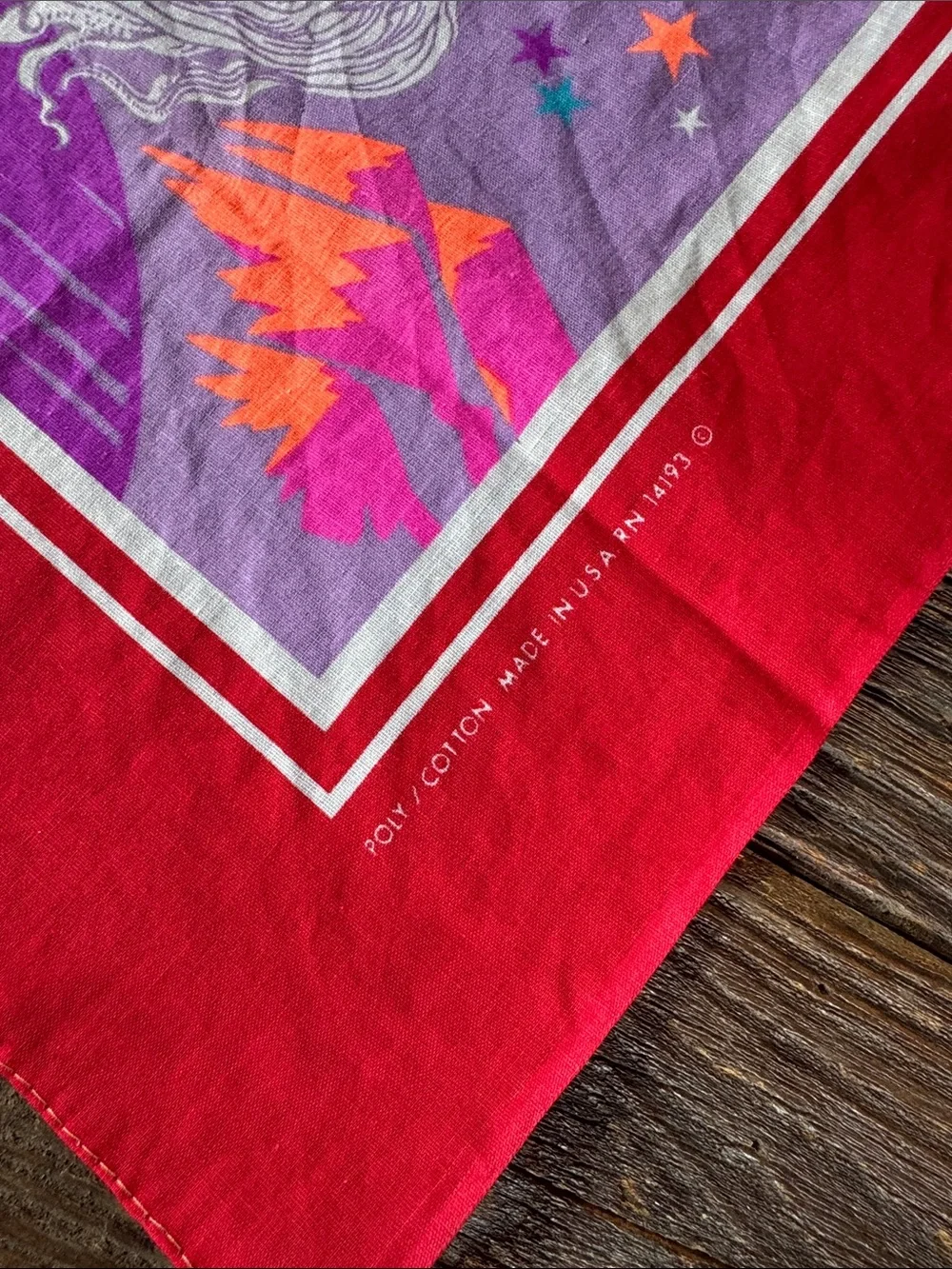 Woolworths vintage 1970’s-80’s cotton blend unicorn rainbow bandanna scarf NWT